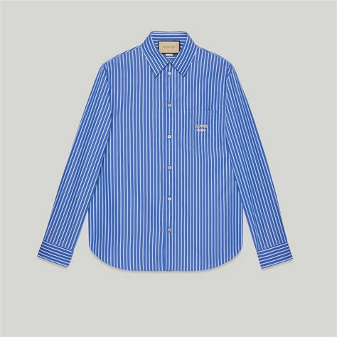 Gucci Camicia ricamata in cotone a righe